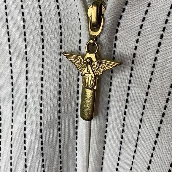 Avirex track jacket black and white pinstripe size medium NWOT - Picture 3 of 5